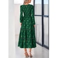 thumbnail image 2 of Vestido PRETTYGARDEN para mujer, midi, manga larga, de otoño, verde oscuro, 2 of 9
