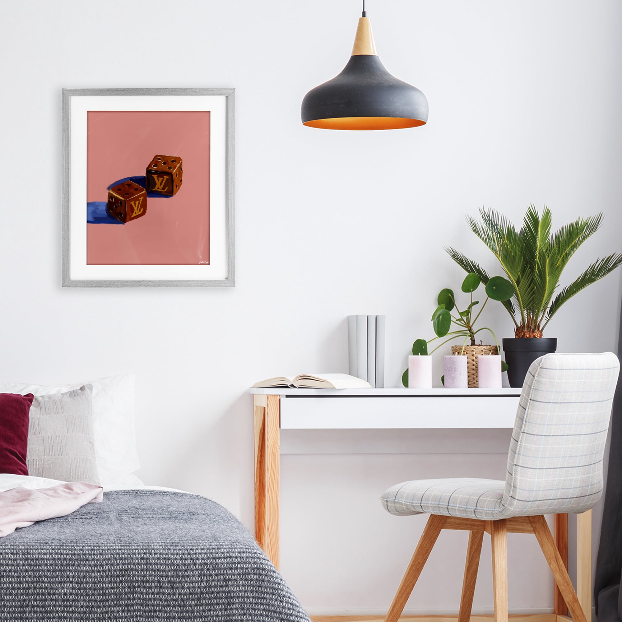 Stupell Industries Fashion Brand Dice Gray Framed Print Under Glass, design by Amelia Noyes