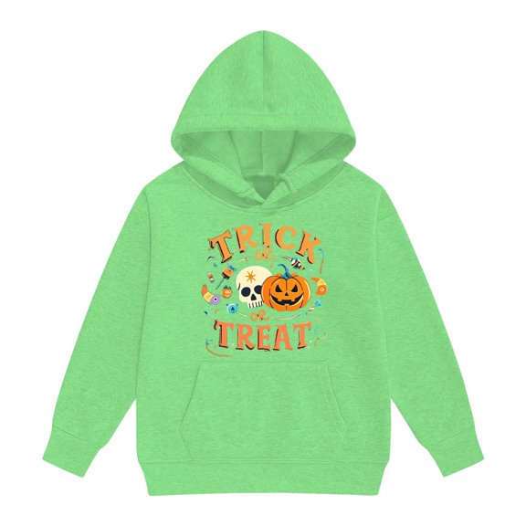 Mercatoo Sporty Casual and Loose Children's Top, Cute and Mischievous Style Halloween Printed Children's Hooded Sweatshirt