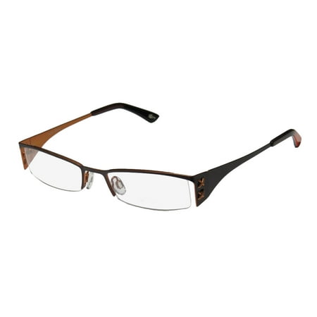 New Continental Eyewear X-Eyes 060 Mens/Womens Designer Half-Rim Chocolate / Copper Frame Demo Lenses 50-18-135 Eyeglasses/Glasses