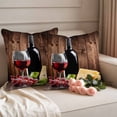 thumbnail image 2 of Vintage Farmhouse Pillow Covers 2 Pack Wine Cheese Grapes Brown Wood Grain Pillowcase Waterproof Outdoor Throw Pillow Cover for Patio Garden Square Cushion 16”x16”, 2 of 9