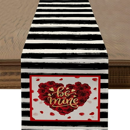 

NIUREDLTD Valentine s Day Table Flag Wedding Cotton Tablecloth Red Love Theme Cover Cloth Doily Table Flag