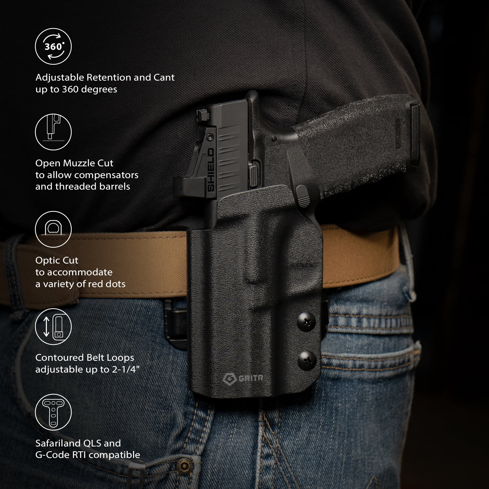 GRITR OWB Kydex Left Hand Gun Holster for Springfield Armory Hellcat
