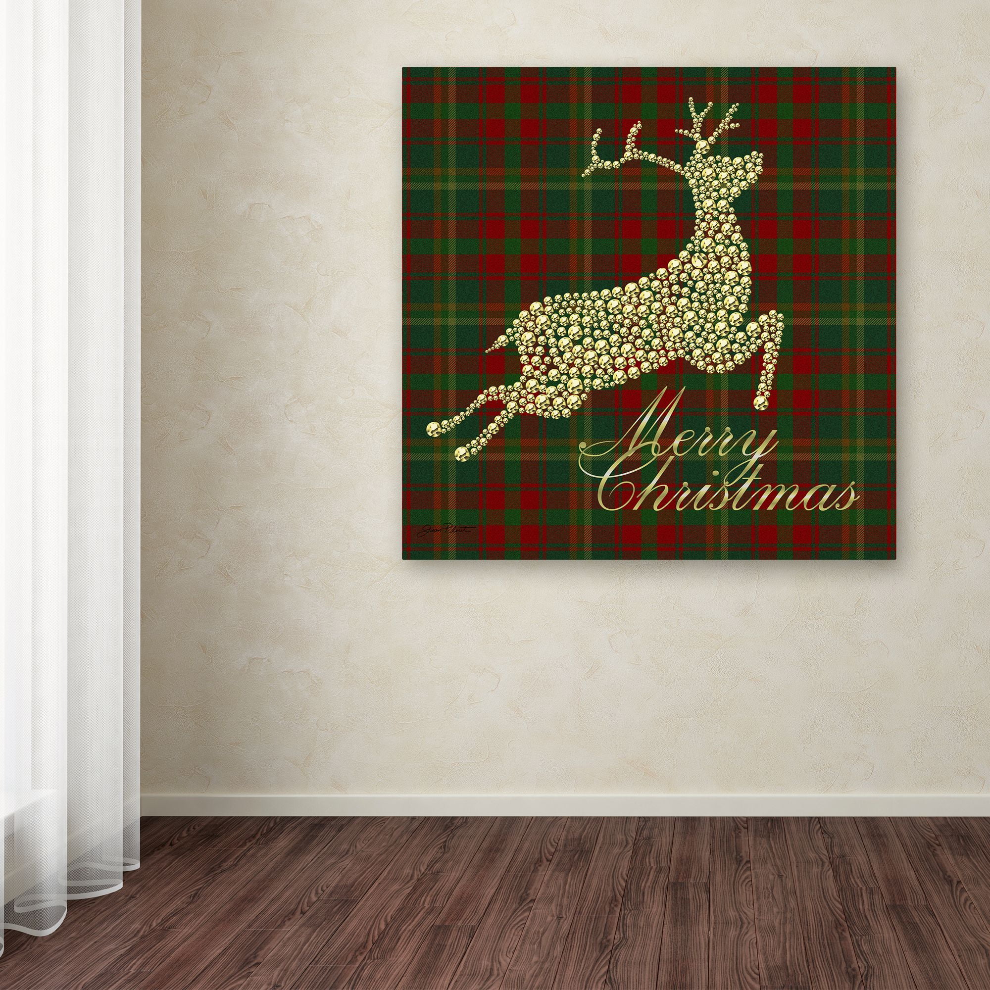 Trademark Fine Art ' Merry Christmas Plaid 2' Canvas Art by Jean Plout
