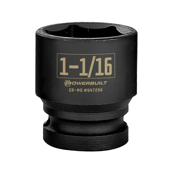 Powerbuilt 1/2 Inch Drive x 1-1/16 Inch 6 Point Impact Socket - 647294