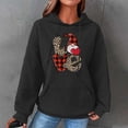 thumbnail image 2 of Hoodies for Women Graphic Heart Print Cute Long Sleeve Waffle Drawstring Pullover Spring Fall Sweatshirts with Pockets(Black,XXXL), 2 of 5