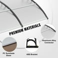 thumbnail image 6 of VEVOR Window Door Awning Canopy 40" x 40", UPF 50+ Polycarbonate Entry Outdoor Awning Exterior, Front Door Overhang Awning for Sun Shutter, UV, Rain, Snow Protection, Hollow Sheet, 6 of 9