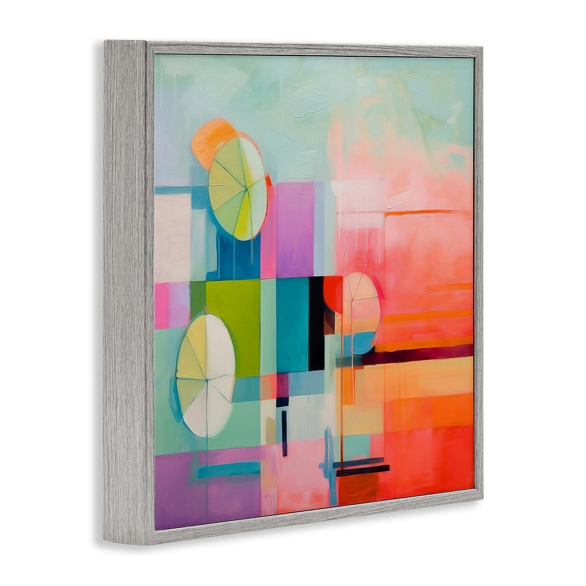Stupell Industries Beach Umbrellas Abstraction Abstract Painting Gray Framed Art Print Wall Art, 12 x 12