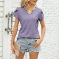 thumbnail image 2 of Women's V Neck T Shirt Casual Summer Top With Button Details Loose Fit Comfortable Daily Wear Vacation Outfit Pure Color Tee, 2 of 2