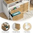 thumbnail image 3 of Tribesigns Modern File Cabinet with Drawers and Storage Shelves, Cabinet with Door, Rolling Caster (Light Brown & White), 3 of 5