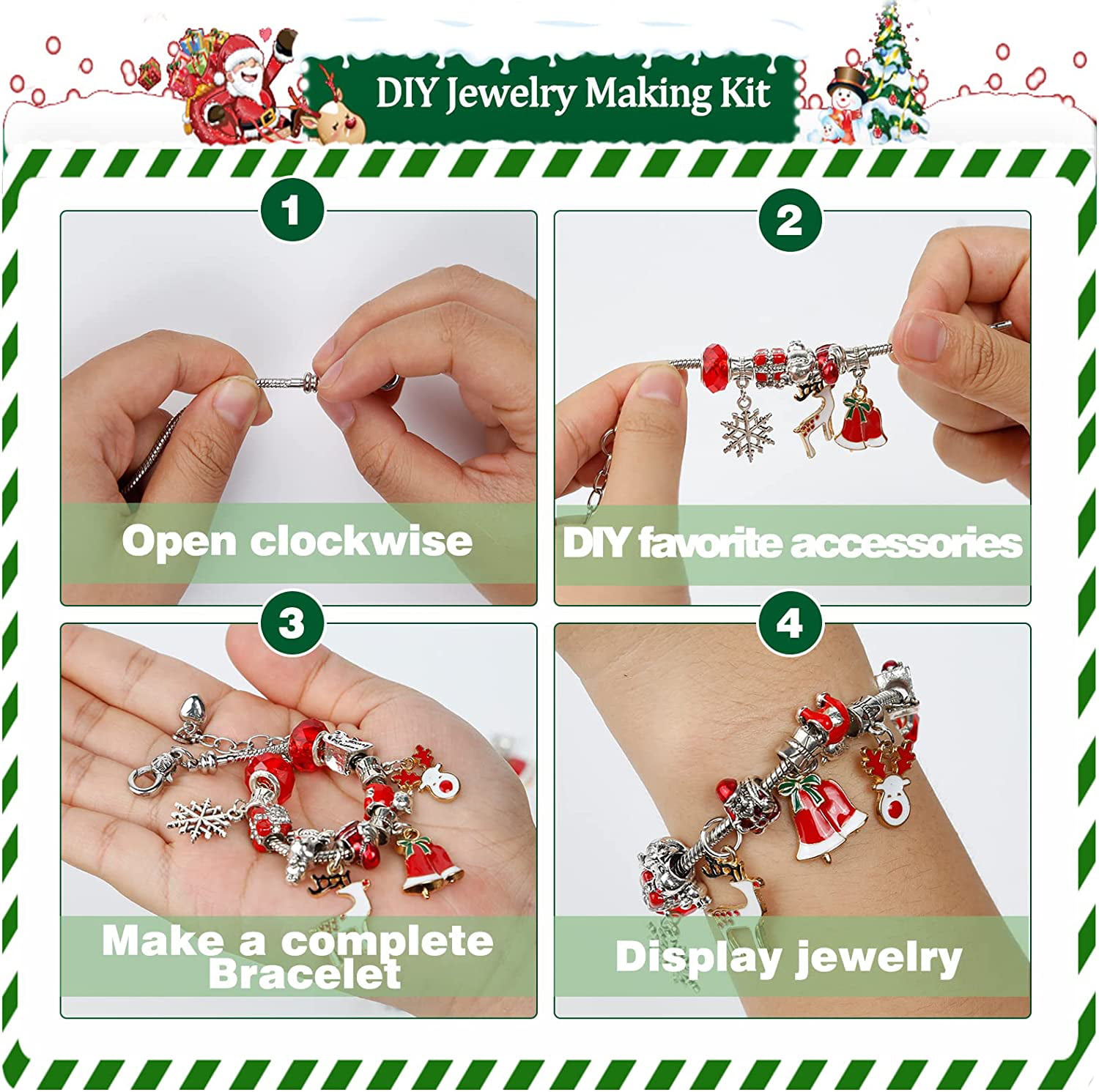 Advent Calendar 2022 Jewellery, Meetory Charm Bracelet Making Kit for Women  Girls Kids, Christmas Countdown Calendar DIY Charm Bracelet Advent