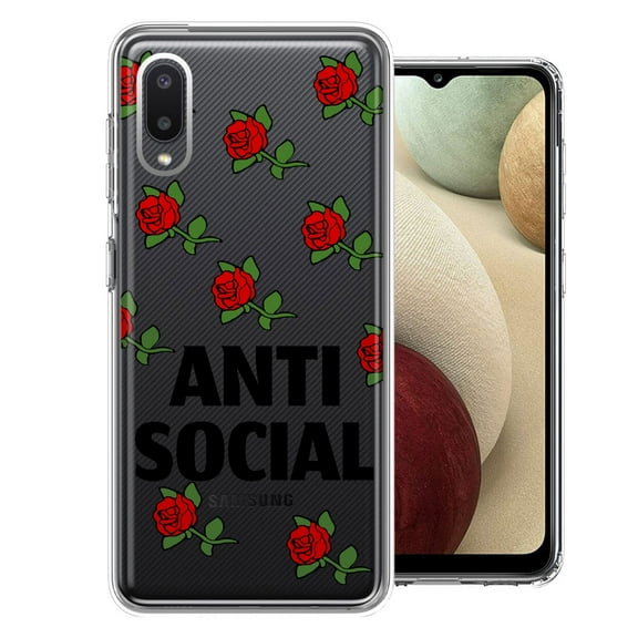 MUNDAZE for Samsung Galaxy A02 Anti Social Roses Design Double Layer Phone Case Cover