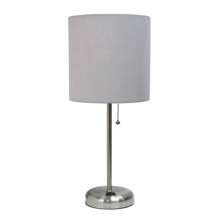 LimeLights Stick Lamp with Outlet and Fabric Shade