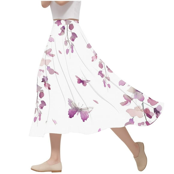 Skirts for Women,Womens Skirts for Summer,Womens Casual Flowers Printed A-Line Elastic Waist Skirt,Skirt for Women,Womens Skirts Summer
