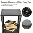 thumbnail image 3 of Al Fresco Outdoor Side Table, Rattan Coffee Table with Glass Table Top Small End Table for Patio Porch Backyard Balcony, Black, 3 of 7