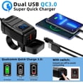 thumbnail image 2 of Motorcycle USB Socket, QC3.0 USB & PD Type C Car Charger Socket, Waterproof Motorcycle USB Charger Fast Charging with Switch and LED Voltmeter, 12V USB Socket for Marine Boat Caravan, 2 of 5