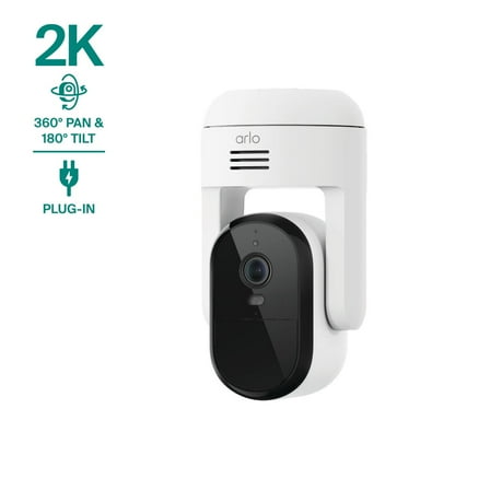 Arlo Essential Pan Tilt Security Camera 2K (2025 Release) - Wired Plug-In Power Outdoor Camera, 1-Cam