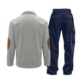 thumbnail image 2 of guisaled Casual Tracksuit 2 Piece Outfit for Men Long Sleeve 1/4 Button Up Corduroy Shirts Drawstring Pants Fashion Jogging Set, 2 of 6