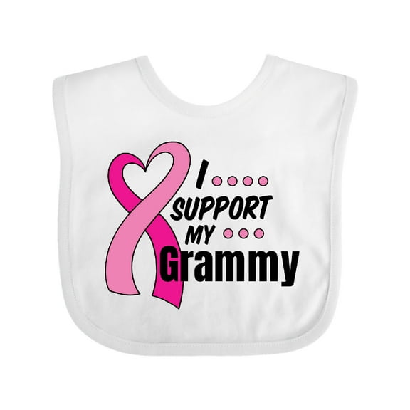 Inktastic Breast Cancer Awareness I Support My Grammy with Pink Ribbon Boys or Girls Baby Bib