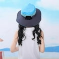 thumbnail image 4 of Kids Girls Ponytail Summer Sun Hat Wide Brim UV Protection Bucket Cap Women Outdoor Wide Brim Foldable Safari Fishing Cap, 4 of 5
