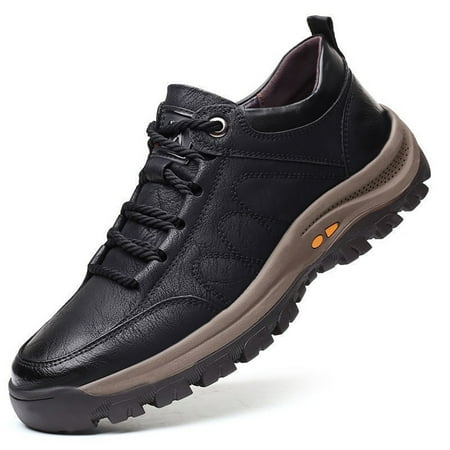 

Men s British Lace-Up Sneaker Wear-resistant Lightweight Leather Shoes for Man Fitness Sports Exercise Black 41