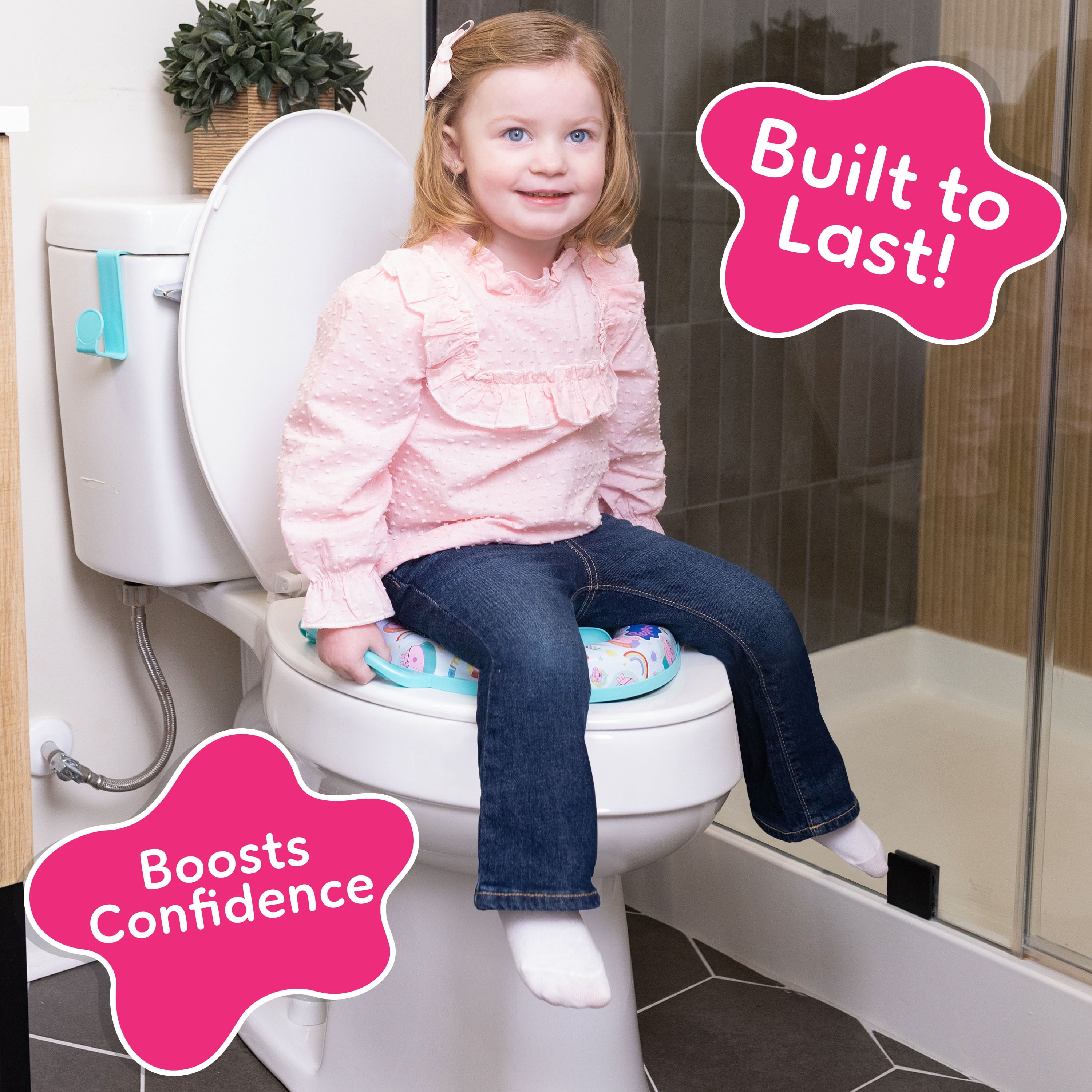 Peppa Pig Soft Potty Training Seat for Toilet with Storage Hook, Non-Slip Splash Guard, Built-in Handles for Toddlers, Children 18M and up