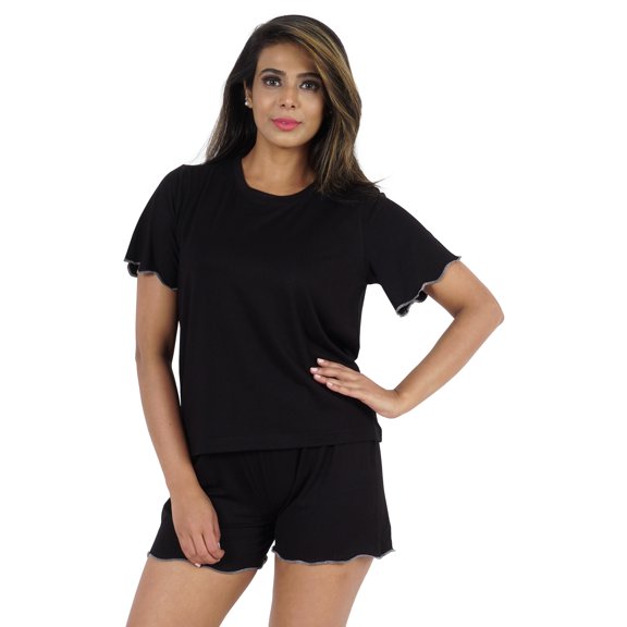 Inkmeso 2 Pcs Sleepwear Sets For Women Short Sleeve T Shirt & Shorts Loungewear