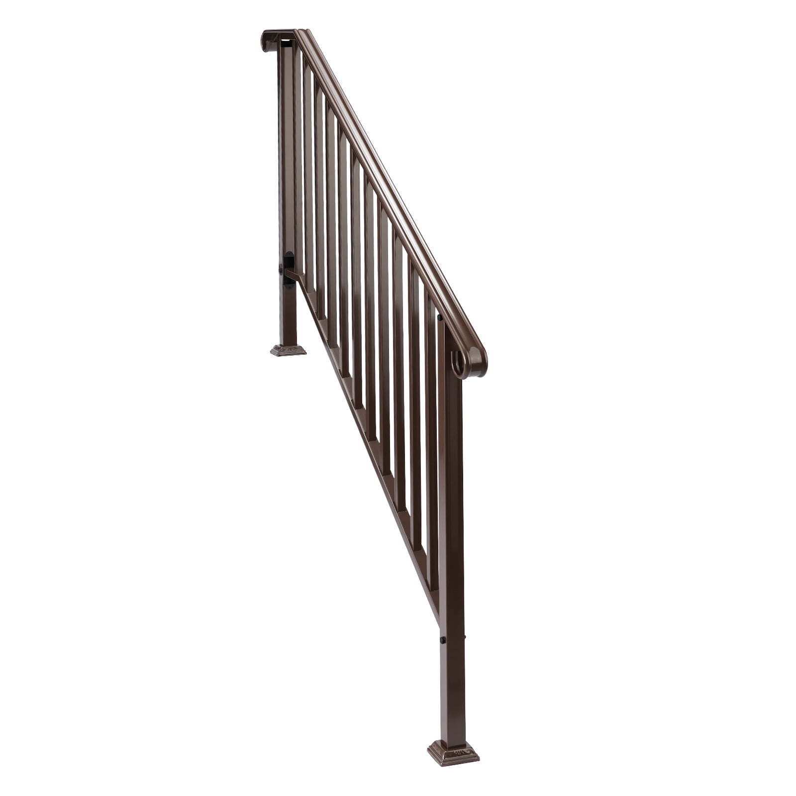 Copper Galvanized Iron Stair Handrail Curved Step Railing Fit 4-5 Steps Outdoor Garden Steps Non-Rust Powder Coated Safety Picket Rail With Installation Hardware