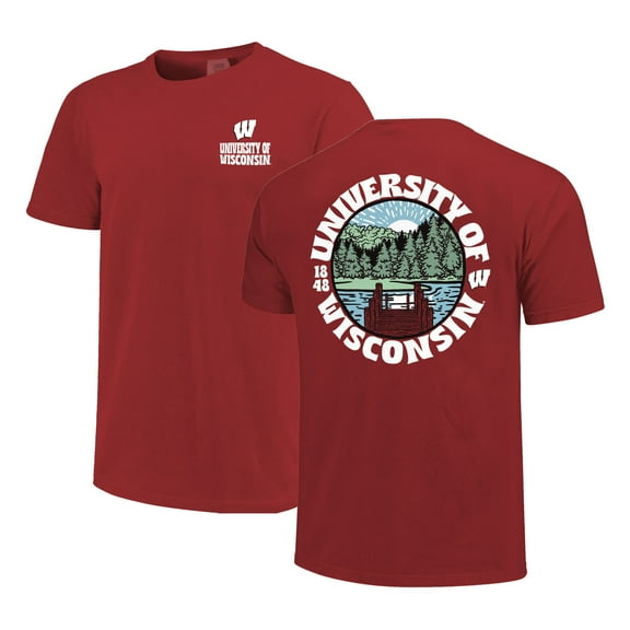 Men's Red Wisconsin Badgers Comfort Colors Thick Lined Landscape T-Shirt