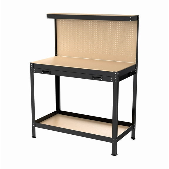 63" Workbench Tool Cabinet - Heavy Duty Workshop Table with Drawers & Pegboard - Steel Frame, 300lbs Capacity - Garage & Home Use