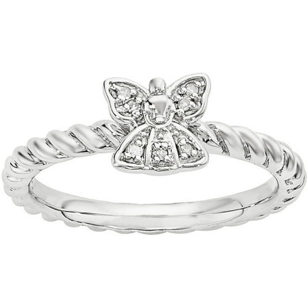 Stackable Expressions Diamond Sterling Silver Polished Angel Ring