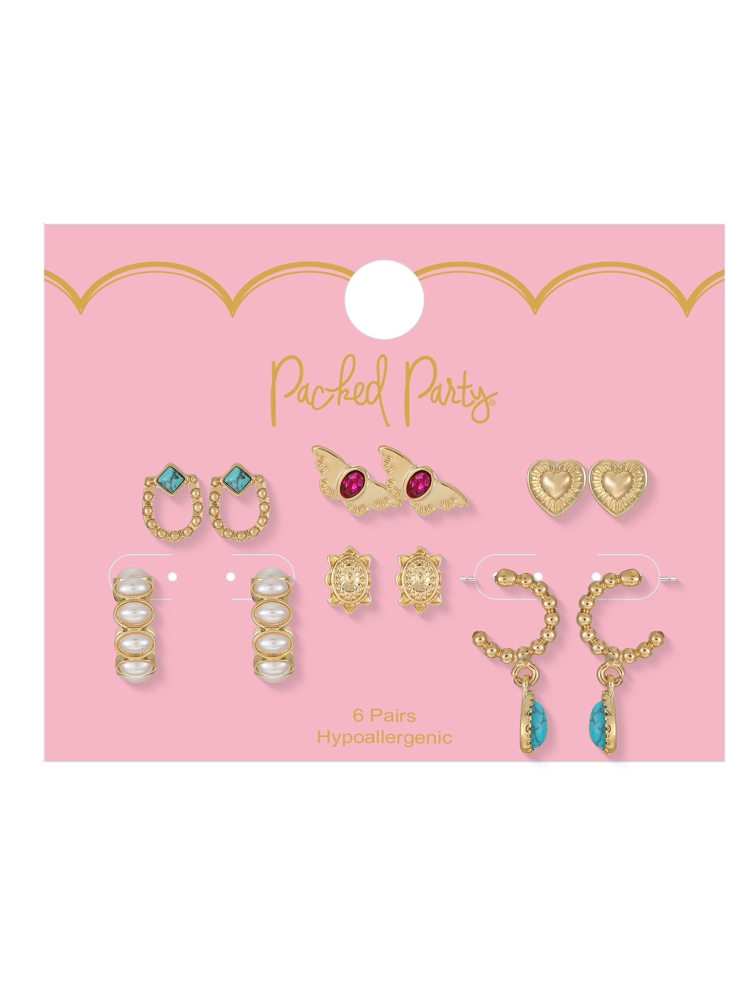 Packed Party Golden Glow 6-Piece Earring Set