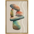 thumbnail image 3 of PixonSign Framed Canvas Print Wall Art Striped Multicolor Rocks Geometric Shapes Mixed Media Modern Art Minimalist Portrait Relax/Calm Ultra for Living Room, Bedroom, Office - 24"x36" Natural, 3 of 5