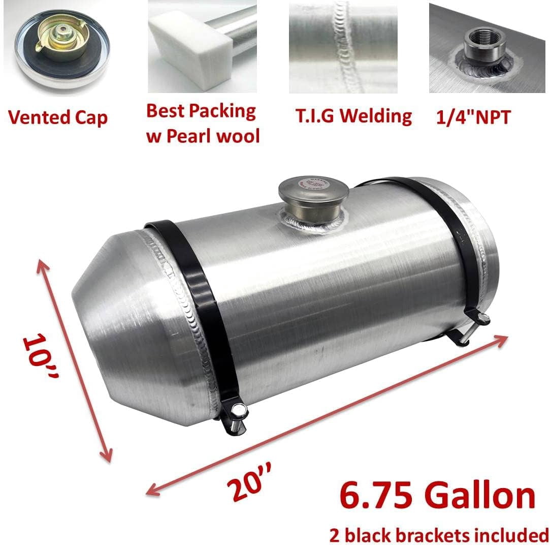 JSD 10" x20" 6.75 Gallon Spun Aluminum Fuel Tank / Gas Tank 1/4" NPT Outlet Center Fill