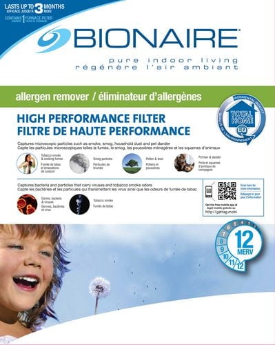 Filtre de fournaise anti-allergènes Élite Bionaire 16 x 25 po - BFFEA-1625A