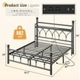 thumbnail image 5 of EnHomee Queen Size Metal Bed Frame with Vintage Headboard & Footboard Metal Platform Bed Frame Queen with LED Lights Bed Frame with Charge Station & Storage, Noise Free, Black, 5 of 10