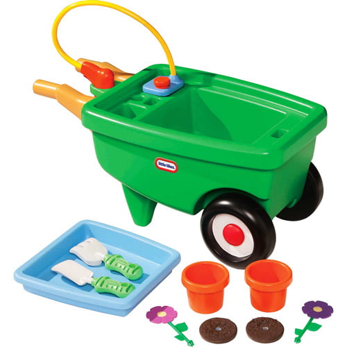 Little Tikes 2-in-1 Garden Cart & Wheelbarrow Play Gardening Toy with 10 Pieces and Sprinkler for Indoor Outdoor Preschool Pretend Play for Kids Toddlers Girls Boys Ages 2 3 4+ - 1