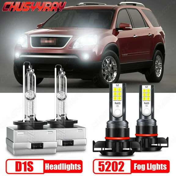 For 2007-2010 GMC Acadia LED HID Headlight Hi/Low Beam Fog Light Bulbs Qty of 4