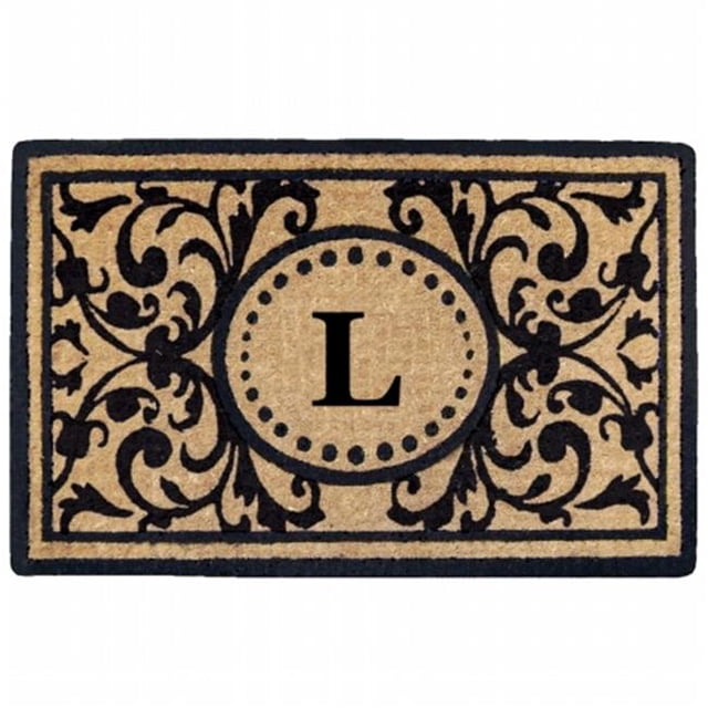 Nedia Home O2351L Tapis de Coco Historique Robuste de 18 x 30 Po Monogrammé L