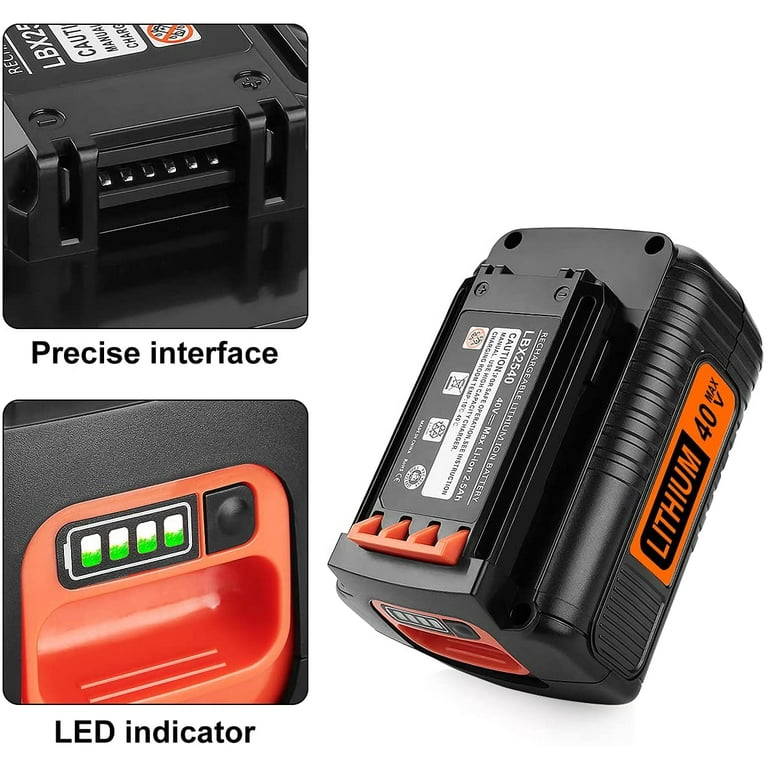 BLACK+DECKER 40V MAX Lithium Battery, Compatible with 36V and 40V MAX Power  Tools, Lithium Ion Technology, Charger Not Included (LBX2040)