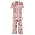 thumbnail image 6 of Wensltd Women Print Two Piece Sleepwear Set Short Sleeve Comfy Capri Pants with Side Pockets for All Season, 6 of 6