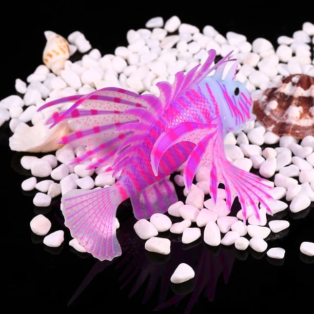 Silicone Plastic Environmentally Friendly Fluorescence Lion Fish Aquarium Ornaments, Durable Fluorescence Fish Aquarium Ornaments, For Fish Tank Aquarium ANGGREK Fluorescence Fish Aquarium Ornaments