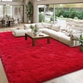 thumbnail image 3 of Janvonne 8x10 Area Rugs Living Room, Large Plush Fluffy Bedroom Carpet, Non-Slip Upgraded Indoor Thick Soft Rug, Modern Plush Carpet Suitable for Kids Home Decor Aesthetics Dorm, Red., 3 of 8