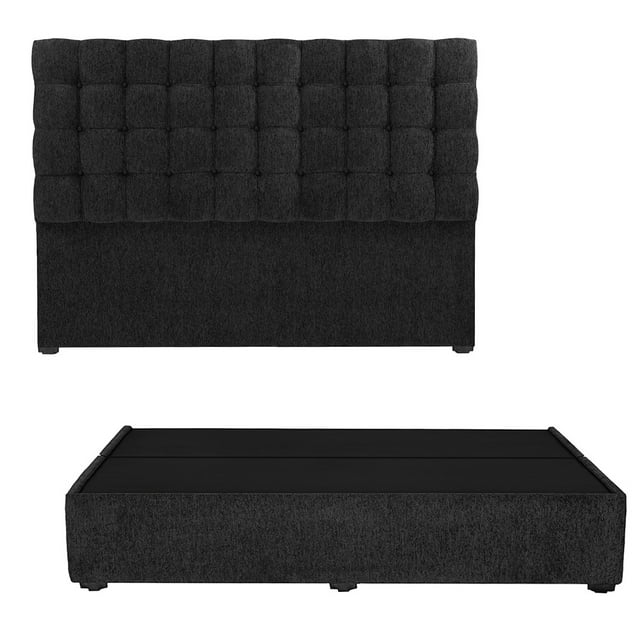 Box Base Cama King Size + Cabecera Slip Trinity Black