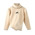 thumbnail image 2 of Cowsor Toddler Baby Ribbed Knit Cotton Solid Turtleneck Tops Ruffles Long Sleeve Mock Neck Shirts Soft Slim Fit Teen Girls Sweater, 2 of 5