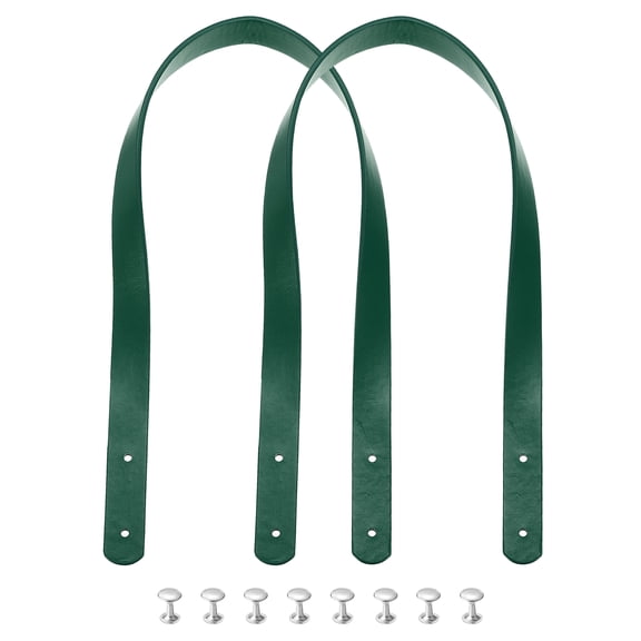 2pcs 24 Inch (60cm) Leather Purses Straps Handbag Belt Band Bag Handle, Dark Green
