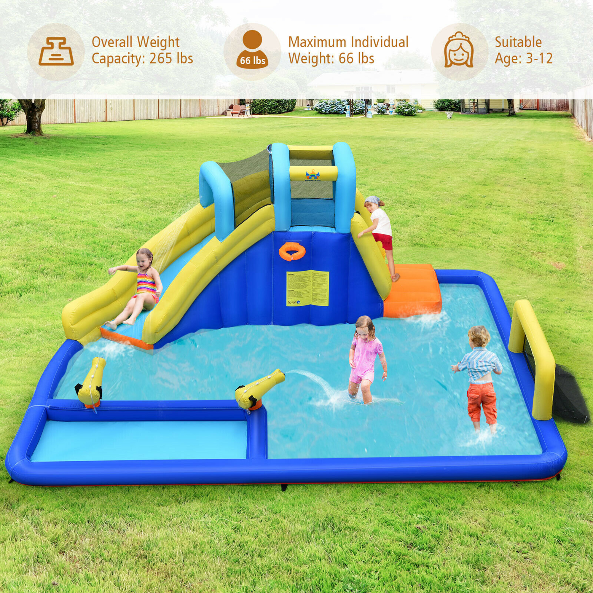 Gymax Inflatable Water Slide Bounce House Climbing Wall without Blower - image 5 of 10