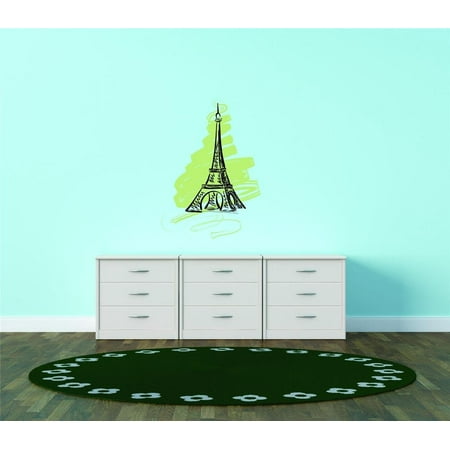 Custom City Wall Map - Custom Wall Decal Eiffel Tower Paris United States Major City Geographical Map Landmark - Vinyl Wall - 20x34