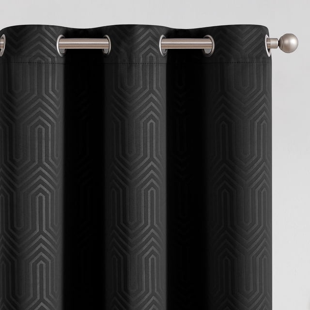 Curtainking Rideaux Occultants Gaufrés Isolants, Rideaux Assombrissants pour Salon, 40X63 Pouces, Noir, 2 Panneaux de Rideaux