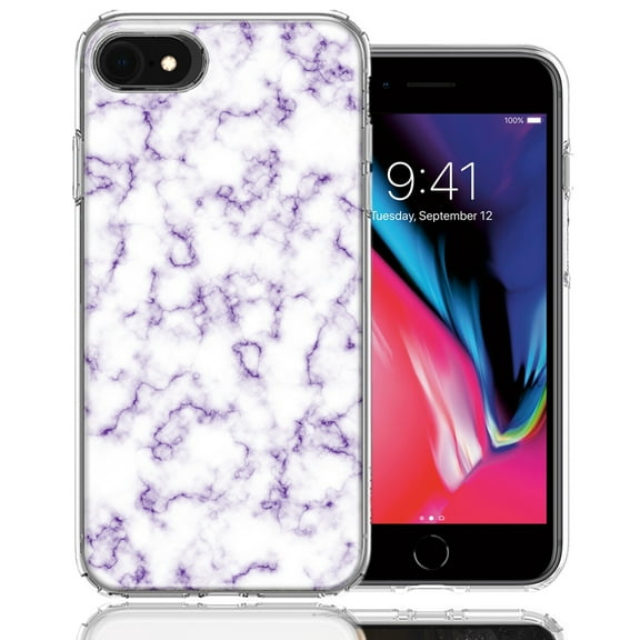 MUNDAZE For Apple iPhone 7/8/SE Purple Marble Design Double Layer Phone Case Cover